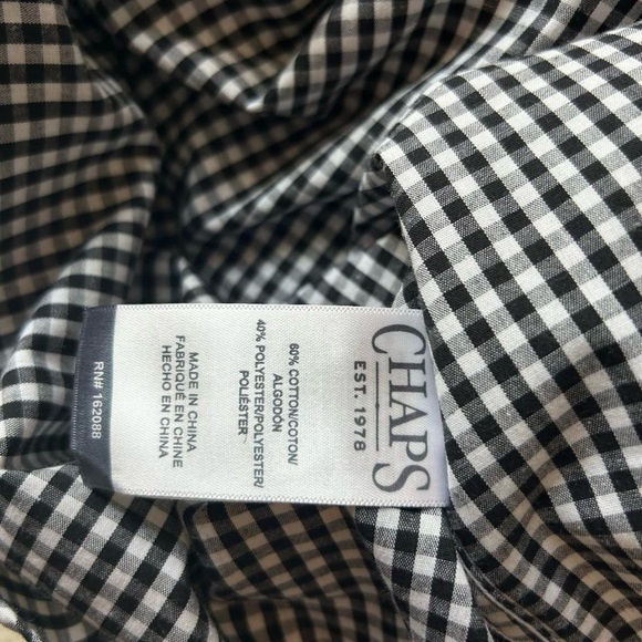 NWT- Chaps Men's Long Sleeve Button-Down Shirt - Black & White /Size XL - Picture 8 of 8